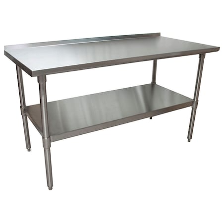Bk Resources Work Table Stainless Steel With Undershelf, 1.5" Rear Riser 60"Wx24"D VTTR-6024